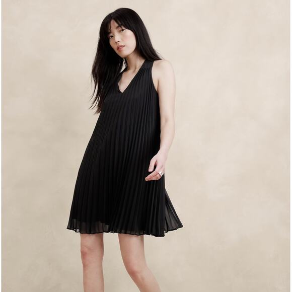 BANANA REPUBLIC 2024 Pleated Mini Dress Black Sz XXL NWT $140 {E20} - Picture 1 of 7
